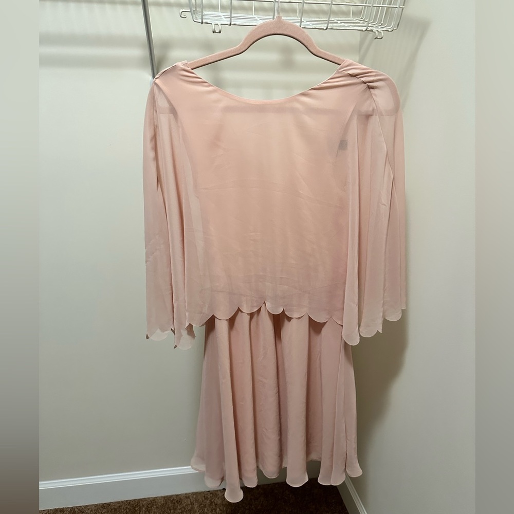 Scallop Edge Pink Cape Dress
